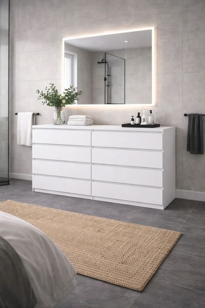 Komoda biała z szufladami 140cm 8 szuflad do sypialni salonu PRODUCENT