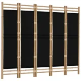 skladany-parawan-5-panelowy-200-cm-bambus-i-plotno-stan-nowy
