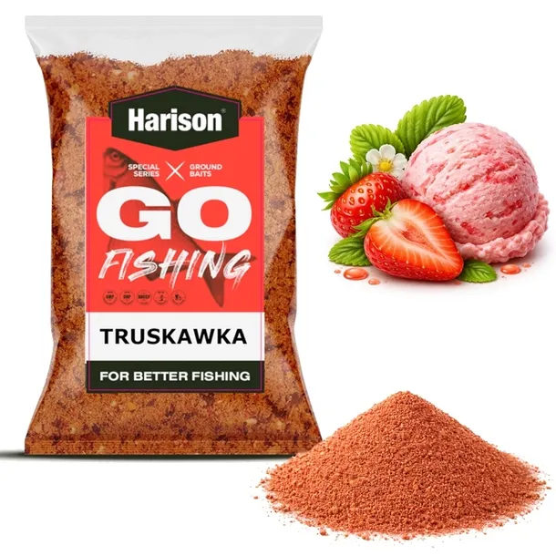 Zanęta wędkarska HARISON 1 kg GO-FISH karp lin karaś płoć - Truskawka