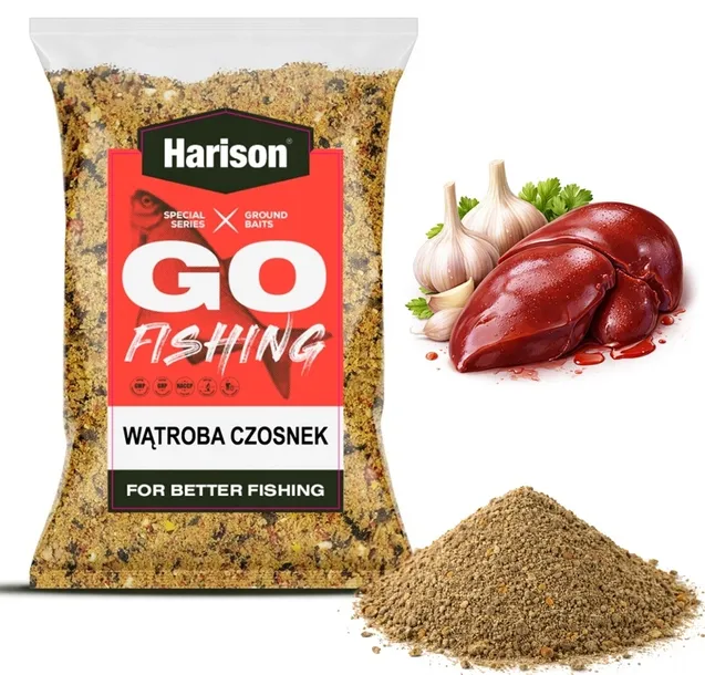 Zanęta wędkarska HARISON 1 kg GO-FISH karp lin karaś płoć - Wątroba Czosnek