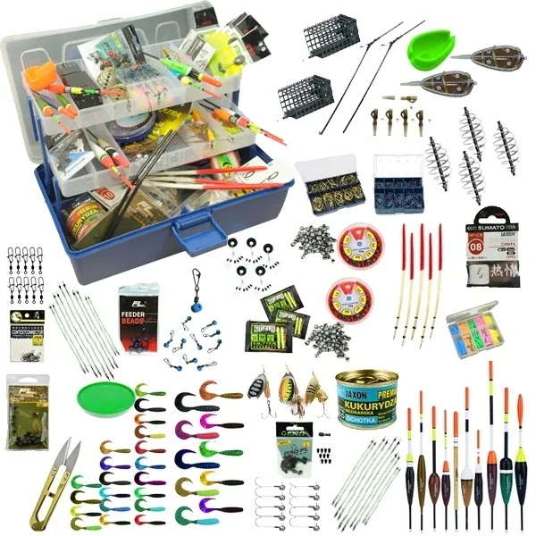 zestaw SKRZYNKA WĘDKARSKA + 307 akcesoriów spławik feeder grunt spinning