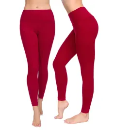 Zdjęcie produktu LEGGINSY DAMSKIE Z WYSOKIM STANEM GETRY BORDOWE 42