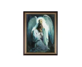obraz-na-plotnie-w-drewnianej-ramie-jezus-z-aniolem-religijny-na-prezent