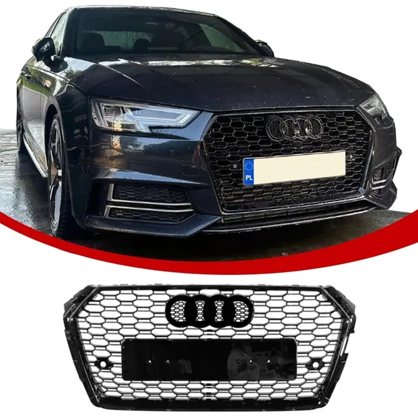 AUDI A4 B9 PRZEDNIA ATRAPA CHŁODNICY GRILL PLASTER MIODU RS CZARNY POŁYSK