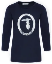 longsleeve-damski-trussardi-granatowy-z-logo-xs