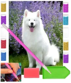 haft-diamentowy-pies-rasa-samoyed-bialy-30x40-obraz-duzy-zestaw-dla-dzieci