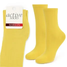 skarpetki-damskie-bawelniane-gladkie-zolty-polskie-active-forte-58-marilyn