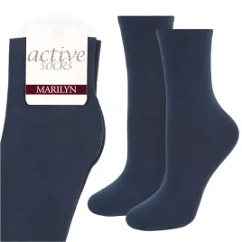 skarpetki-damskie-bawelniane-gladkie-granat-polskie-active-forte-58-marilyn