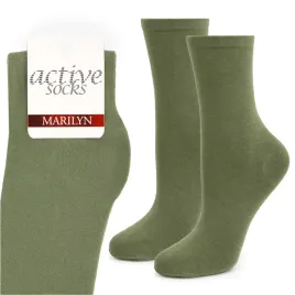 skarpetki-damskie-bawelniane-gladkie-oliwka-polskie-active-forte-58-marilyn