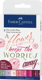 pisaki-pedzelkowe-pitt-hand-lettering-8szt-rozowe-faber-castell