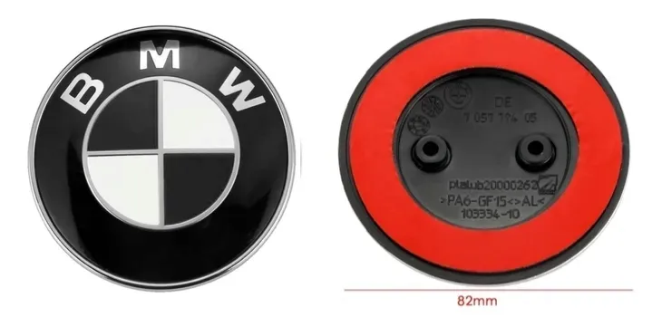 Emblemat LOGO BMW 82mm E81 F10 E63 E64 F11 E87 F07 (2 piny) CZARNY