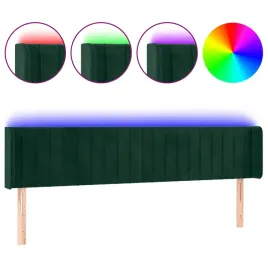 zaglowek-do-lozka-z-led-ciemnozielony-163x16x78-88cm-aksamit