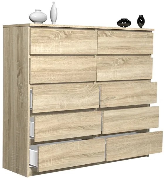 KOMODA DĄB SONOMA YORK 120 10 SZUFLAD - PRODUCENT