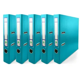 segregator-a4-biurowy-dzwigniowy-ekobox-50mm-turkusowy-niebieski-5szt