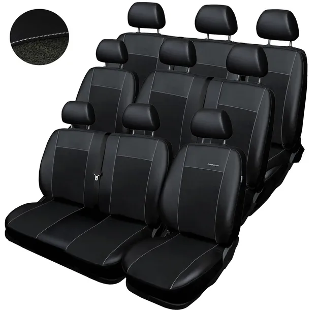 Pokrowce miarowe Premium do VW T6 T-6 9os od 2015r.CZARNE
