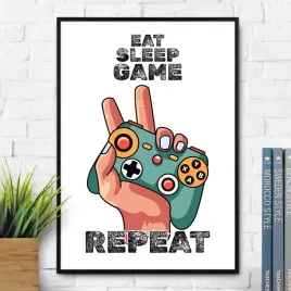 plakat-eat-sleep-game-repeat-prezent-dla-gracza