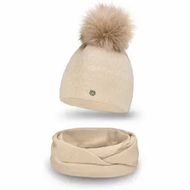 pamami-komplet-damski-czapka-z-pomponem-i-komin-bezowy