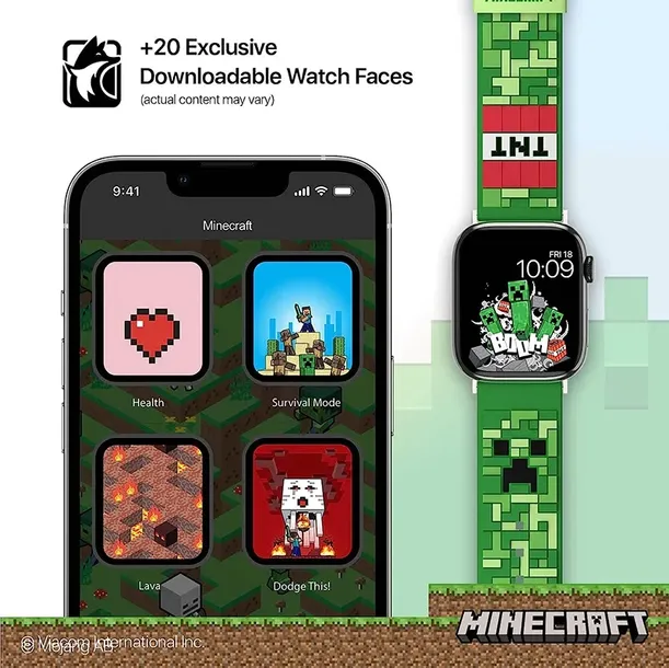 minecraft-pasek-do-apple-watch-creeper-3d-waga-z-opakowaniem-0-3-kg-stan-nowy