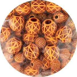koraliki-okragle-ornament-brazowy-aliga-10-15-mm-60-szt