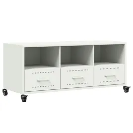biala-szafka-rtv-stalowa-na-kolkach-szuflady-polki-100cm