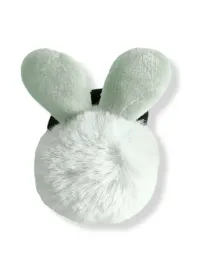 gumka-do-wlosow-z-pomponem-i-uszami-kroliczek-zielona