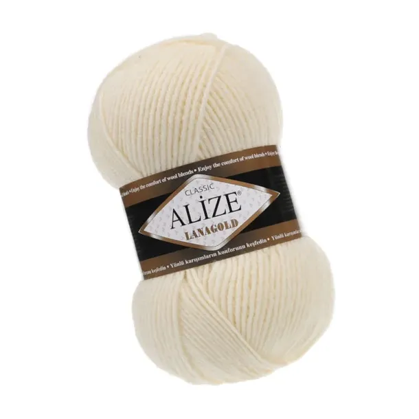 Włóczka Alize Lanagold - 01 Kremowy z Wełną