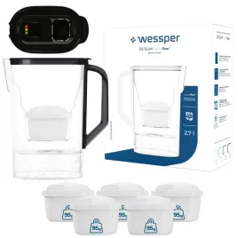 dzbanek-filtrujacy-do-lodowki-z-licznikiem-led-wessper-d3-slim-6x-filtr