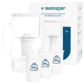 dzbanek-filtrujacy-szklany-wessper-d2-borosilicate-3l-bialy-4x-filtr