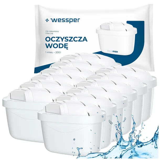 12x Filtry wody Wessper aquamax STANDARD do dzbanek szklany Dafi zamiennik