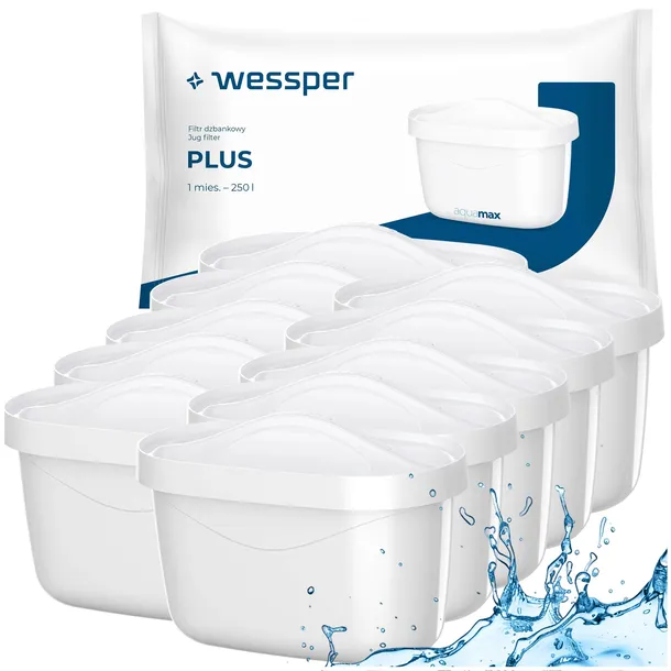 Wessper Aquamax Plus filtr wody do dzbanka Brita Dafi zamiennik - 10 sztuk