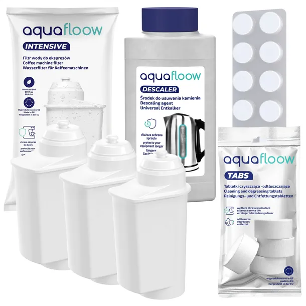 AquaFloow do ekspresu Siemens: tabletki czyszczące odkamieniacz 3x filtr