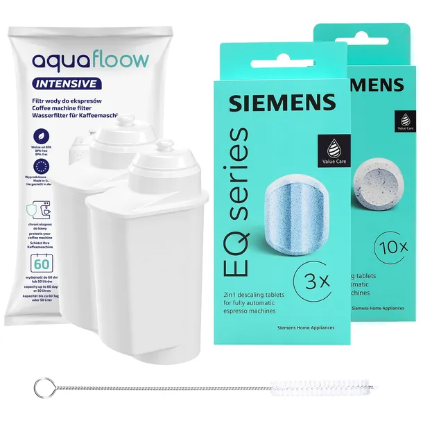 Zestaw do ekspres do kawy Siemens tabletki do ekspresu + 2x filtr AquaFloow