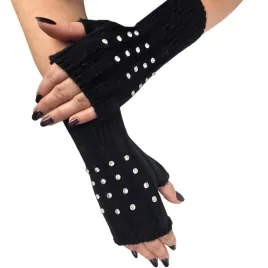 rekawiczki-damskie-mitenki-bez-palcow-krysztalkami-czrne