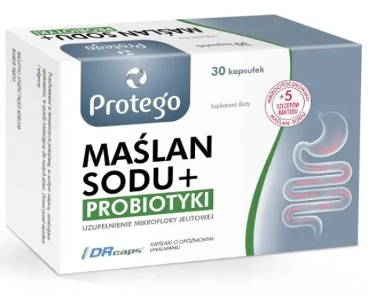Salvum Lab Protego MAŚLAN SODU + PROBIOTYKI 5 szczepów bakterii 30 kapsułek