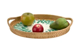 taca-dekoracyjna-rattanowa-355x26x4cm-natural-turkusowa-owalna