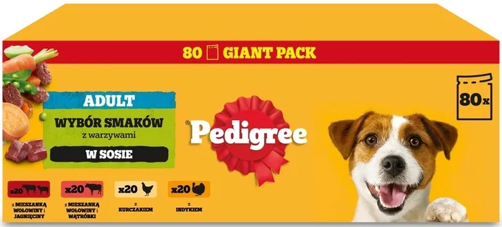 PEDIGREE Saszetka Sos Adult Indyk Jagnięcina Wołowina Kurczak 80x100g