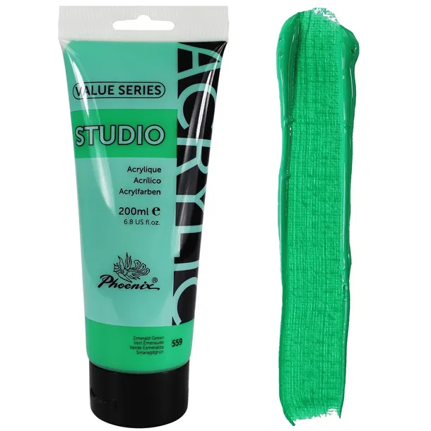 Farba Akrylowa Phoenix Emerald Green 559 ZIELONA artystyczna w tubce 200 ml