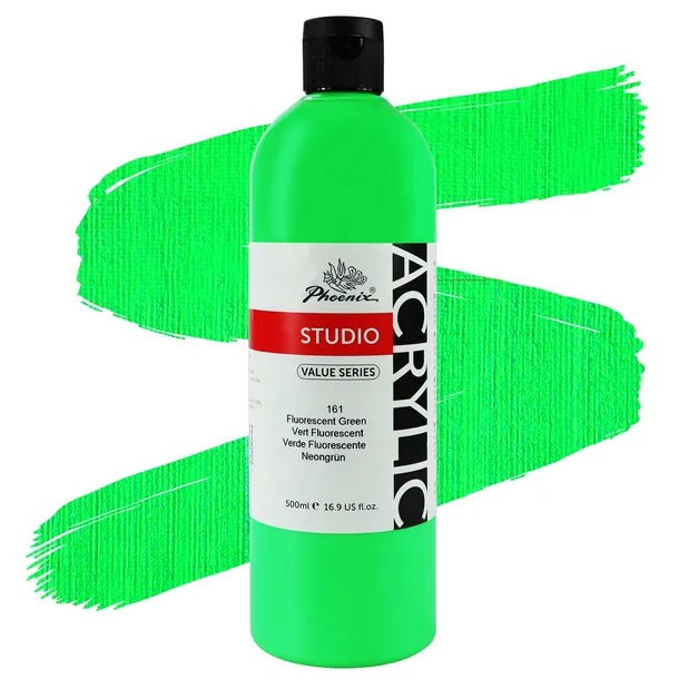 Farba Akrylowa Fluorescencyjna Zielona Phoenix 161 Fluorescent Green 500ml