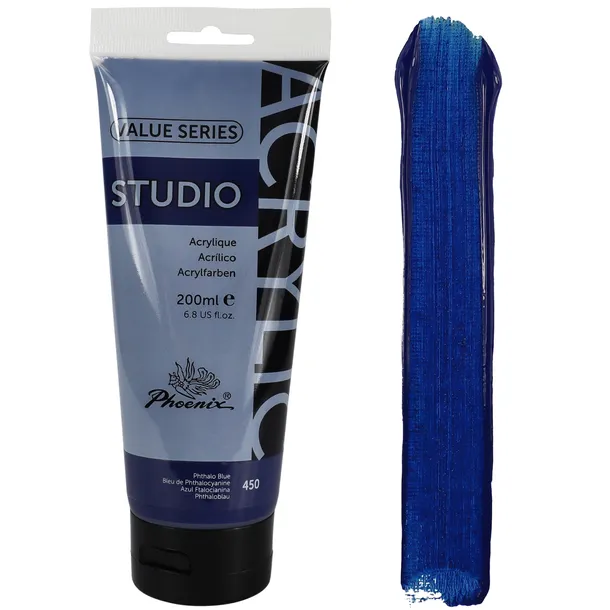 Farba Akrylowa Phoenix Phthalo Blue 450 GRANATOWA artystyczna w tubce 200ml