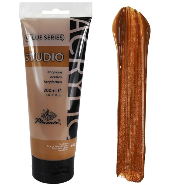 Farba Akrylowa Phoenix Raw Sienna - 601 BRĄZOWO-ŻÓŁTA artystyczna 200 ml