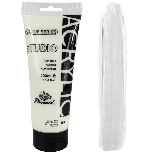Farba Akrylowa Phoenix Titanium White - 104 BIAŁA artystyczna w tubce 200ml