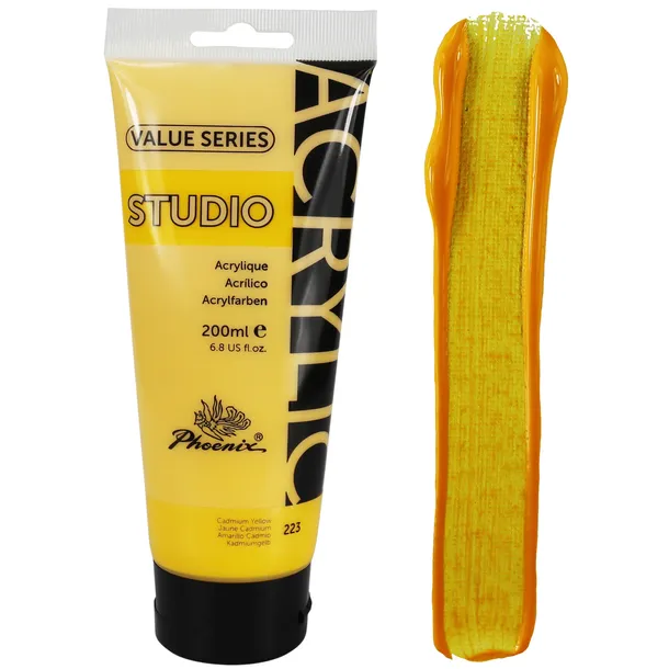 Farba Akrylowa Phoenix Cadmium Yellow 223 ŻÓŁTA artystyczna w tubce 200 ml