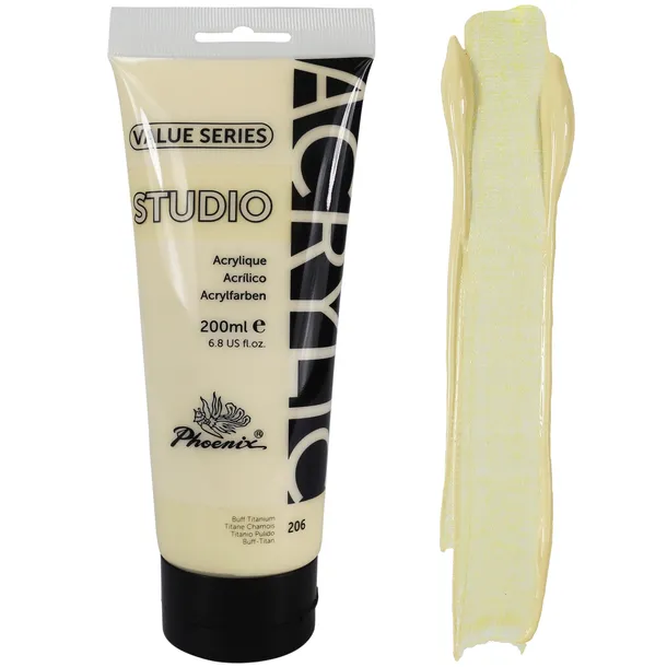 farba Akrylowa Buff Titanium 206 TYTANOWA KOŚĆ SŁONIOWA artystyczna 200ml