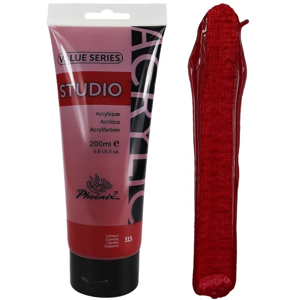 Farba Akrylowa Phoenix Crimson - 315 KARMINOWA artystyczna w tubce 200 ml