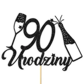 topper-papierowy-szampanskie-90-urodziny-czarny-brokat-15-x-19-cm