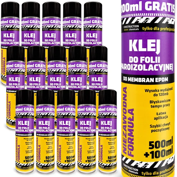 Zestaw Wykonawcy: 15x 600ml SPRAY Klej do folii paroizolacyjnej i membran