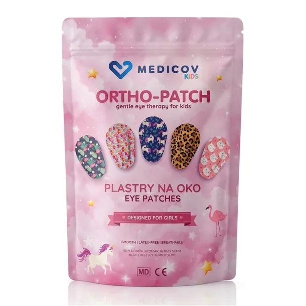 ORTHO-PATCH KIDS PLASTRY NA OKO 50 SZT. DLA DZIEWCZYNEK RÓŻNE KOLORY