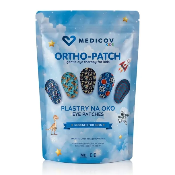 ORTHO-PATCH KIDS PLASTRY NA OKO 50 SZT. DLA CHŁOPCÓW RÓŻNE KOLORY