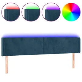 zaglowek-do-lozka-z-led-ciemnoniebieski-203x16x78-88-cm-aksamit