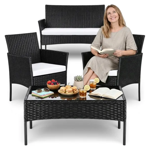 ZESTAW MEBLI OGRODOWYCH TARASOWYCH TECHNORATTAN 4 EL. FOTELE STOLIK SOFA